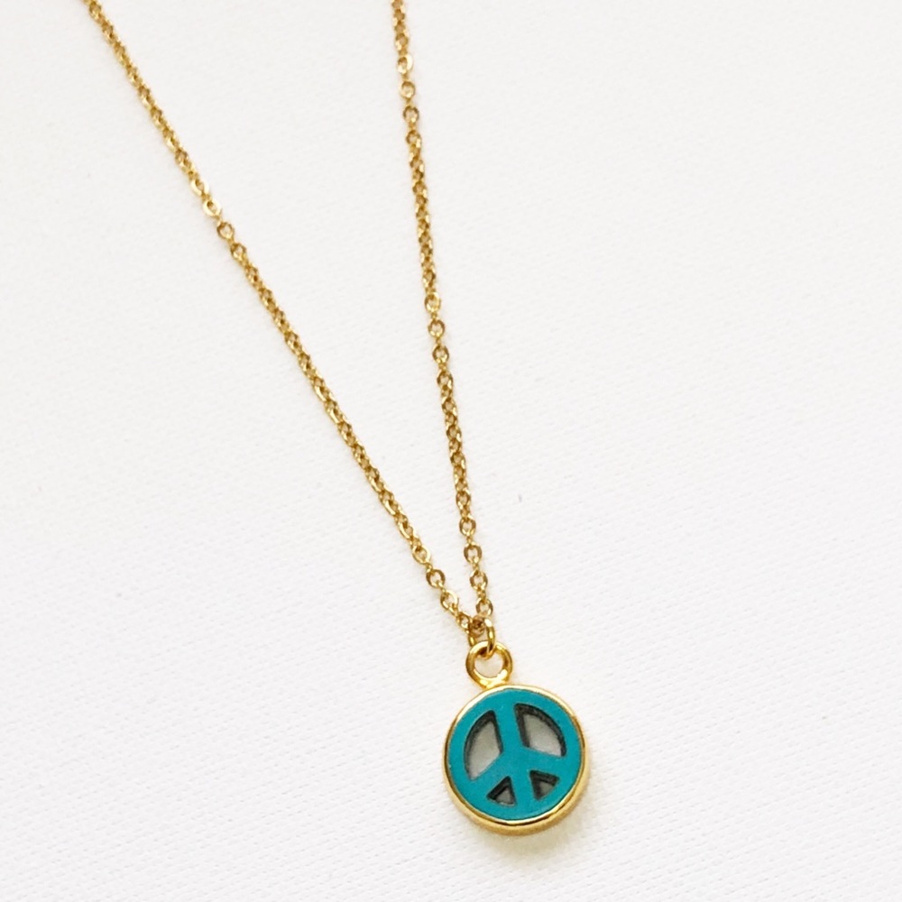 Peace symbol Necklace (turquoise) - Picture 2 of 4
